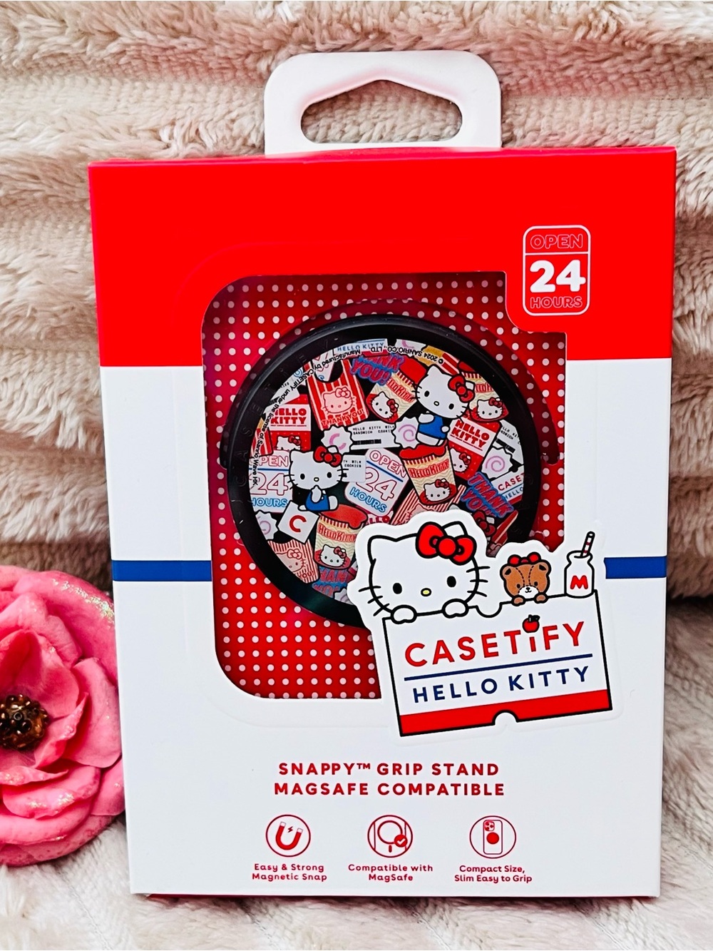 Casetify Hello Kitty Black, Red, White Snappy Grip Stand - MagSafe Compatible